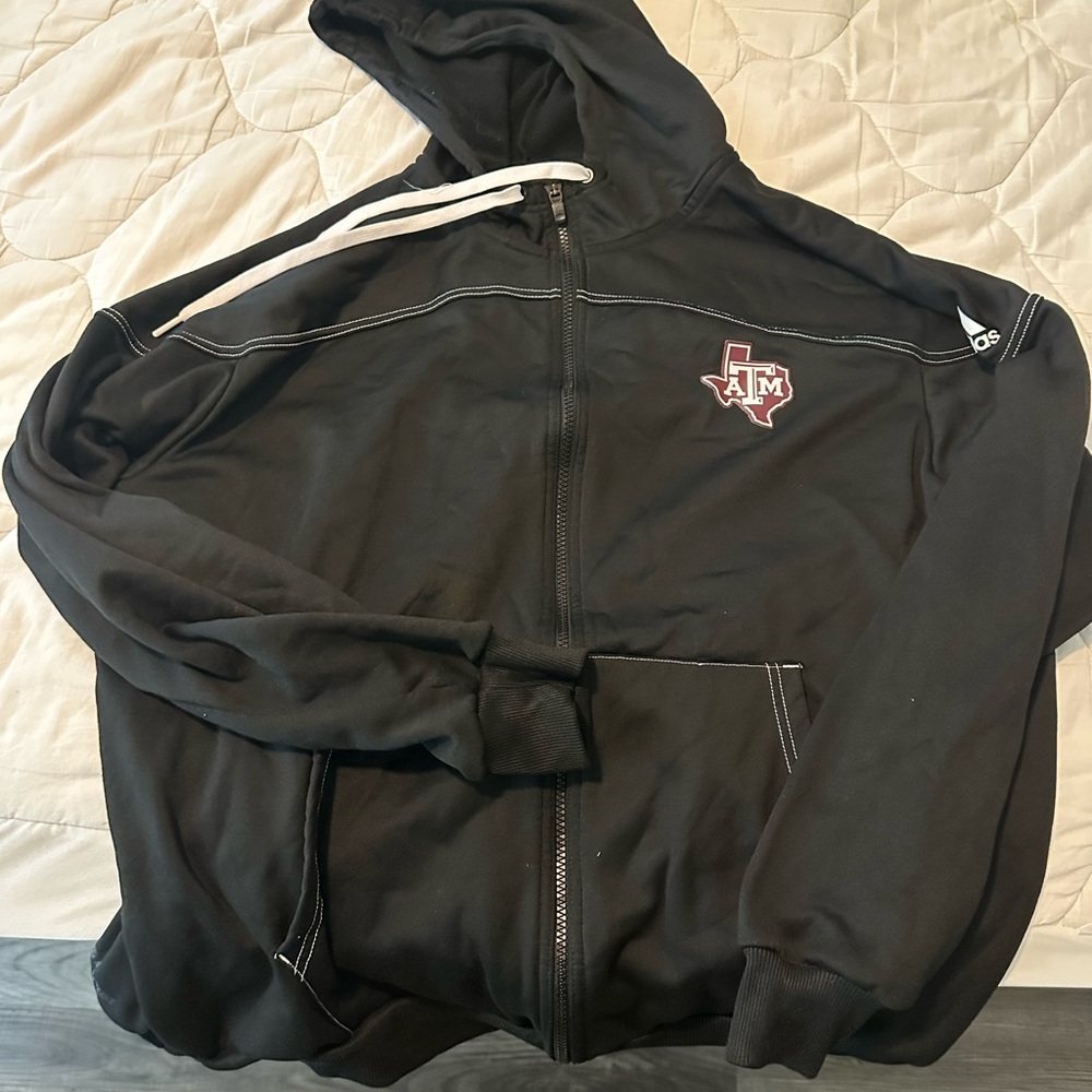 Adidas Black Texas A&M Zip-Up Hoodie